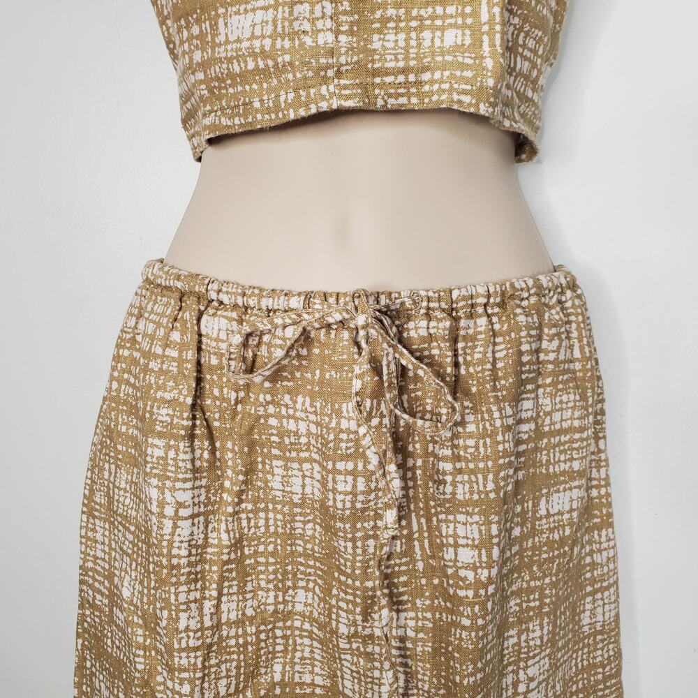 Reformation Amir Two Piece Skirt Set Tan Beige 100% Linen Back Slit Size Medium - Picture 11 of 15